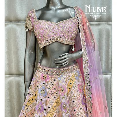 Multicolor Pastel Silk Lehenga