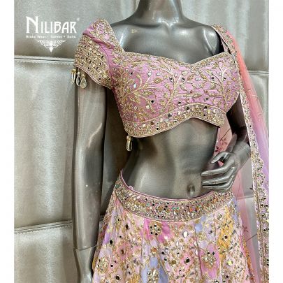 Multicolor Pastel Silk Lehenga