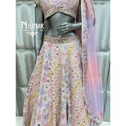 Multicolor Pastel Silk Lehenga