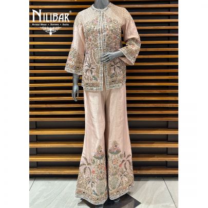 Pastel Pink Lamé Tissue Indo-Western Set