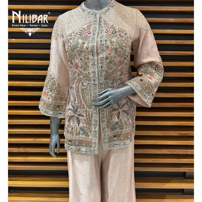 Pastel Pink Lamé Tissue Indo-Western Set