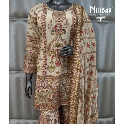 Ivory Crepe Short Shirt Paired With Garara
