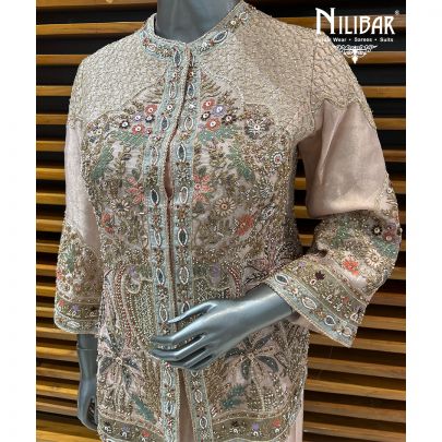 Pastel Pink Lamé Tissue Indo-Western Set