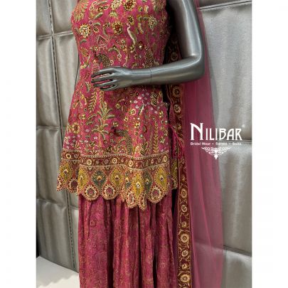 Carrot Red Crepe Short Shirt Paired With Flowy Palazzo