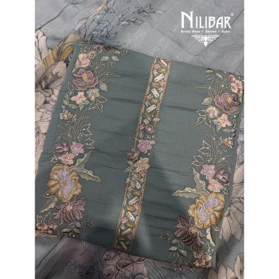 Pista Green Mul Cotton Unstitched Suit