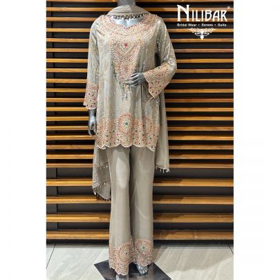 Powder Green Georgette Bell Bottoms Suit Set