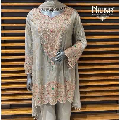 Powder Green Georgette Bell Bottoms Suit Set