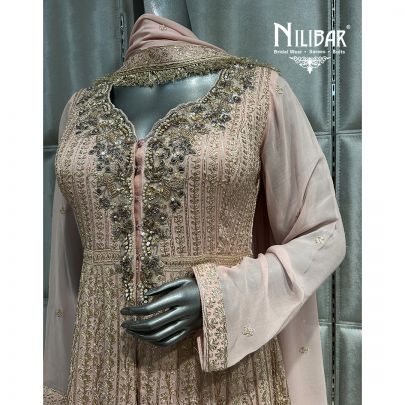 Pastel Pink Georgette Palazzo With Long Cape