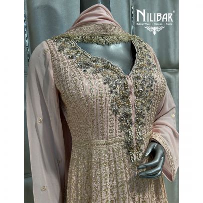 Pastel Pink Georgette Palazzo With Long Cape