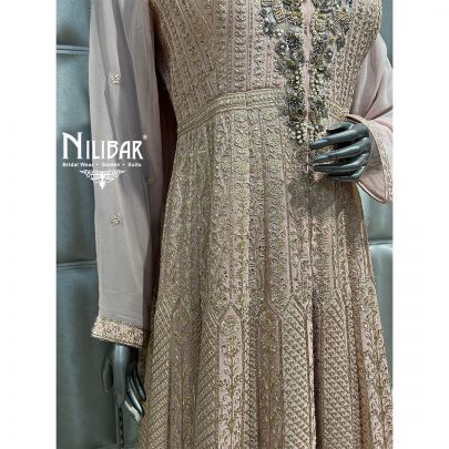 Pastel Pink Georgette Palazzo With Long Cape
