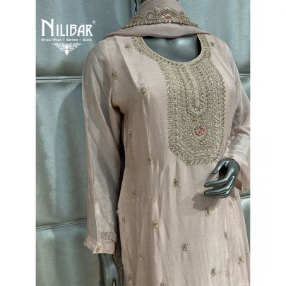 Blush Pink Chinon Palazzo Set