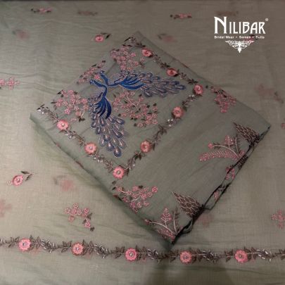 Pista Mul Cotton Embroidered Suit & Dupatta Paired With Cotton Bottom