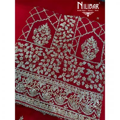 Red Organza Shirt and Bottom With Heavy Dupatta