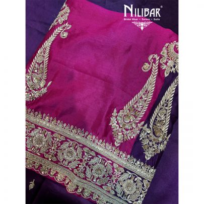 Hot Pink and Purple Silk Shirt and Bottom With Dupatta