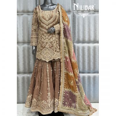 Copper Gold Lamé Silk Garara Suit