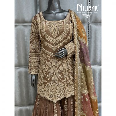 Copper Gold Lamé Silk Garara Suit