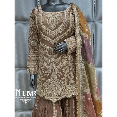 Copper Gold Lamé Silk Garara Suit