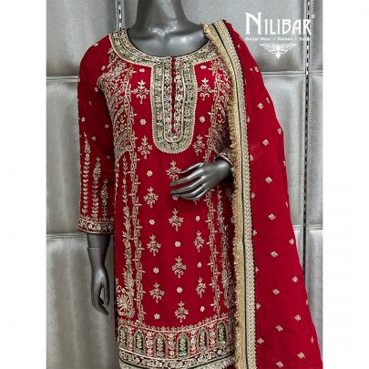 Blood Red Organza Garara Suit