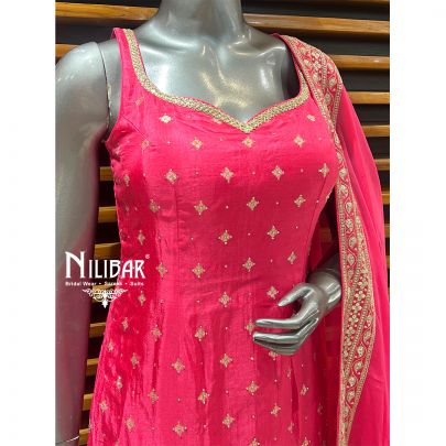 Bright Pink Silk Garara Suit Set