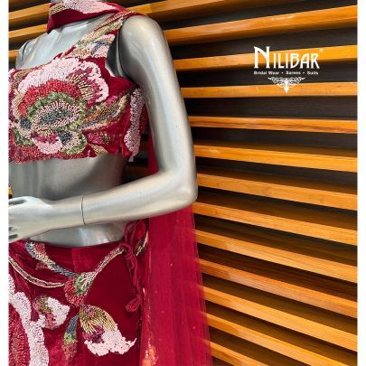 Maroon Velvet Lehenga