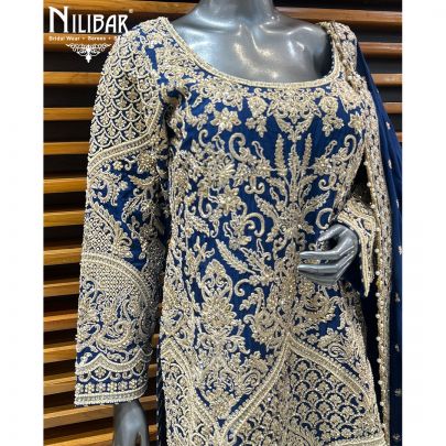 Dark Blue Organza Garara Suit Set