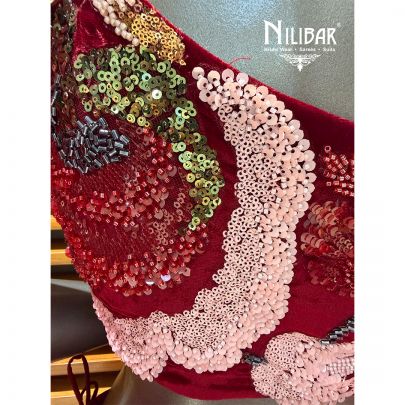 Maroon Velvet Lehenga