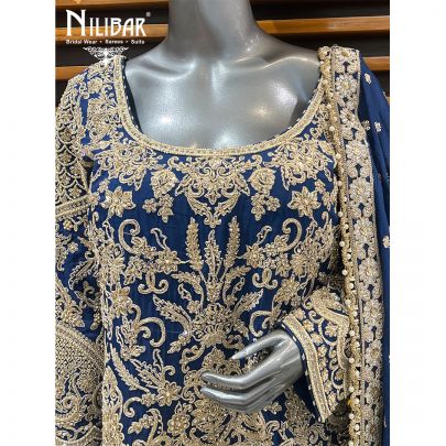 Dark Blue Organza Garara Suit Set