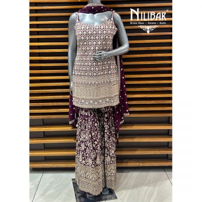 Wine Georgette Garara Suit Set