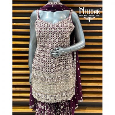 Wine Georgette Garara Suit Set