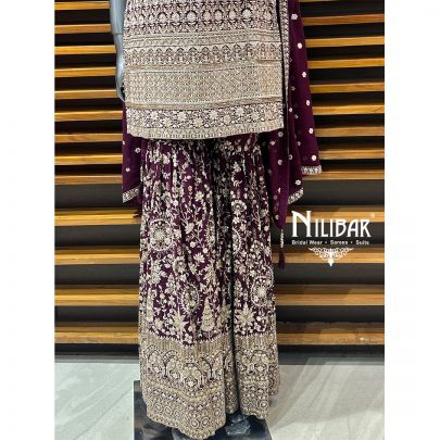 Wine Georgette Garara Suit Set