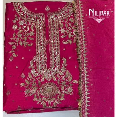 Magenta Silk Unstitched Suit