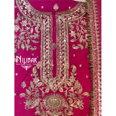 Magenta Silk Unstitched Suit