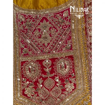 Yellow & Magenta Silk Unstitched Suit