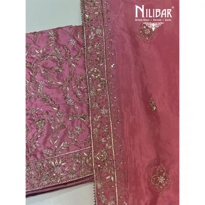 Baby Pink Silk Unstitched Suit