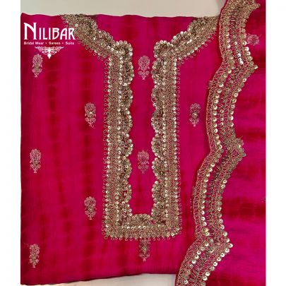 Bright Pink Silk Unstitched Suit