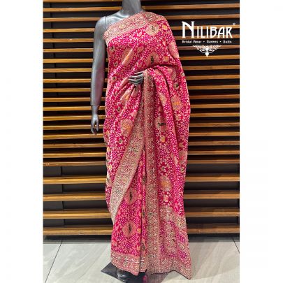 Rani Pink Bandhani Georgette Traditional Saree