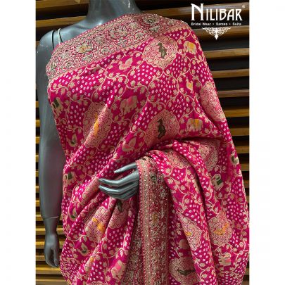 Rani Pink Bandhani Georgette Traditional Saree