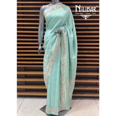 Seafoam Green Silk Traditional Saree