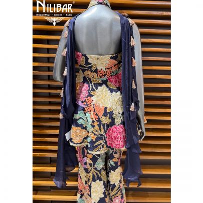 Navy Silk Halter Neck Suit