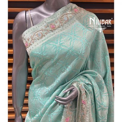 Seafoam Green Silk Traditional Saree