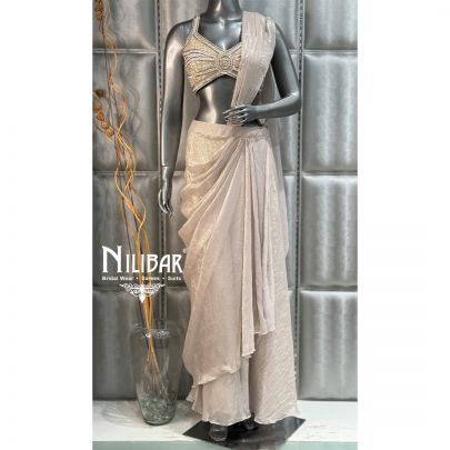 Mouse Draped Stitched Lycra Saree