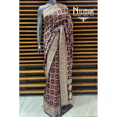 Purple Wine Georgette Traditional Saree