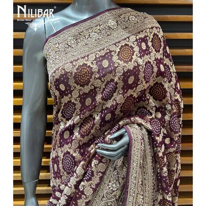 Purple Wine Georgette Traditional Saree