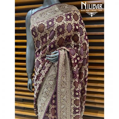 Purple Wine Georgette Traditional Saree