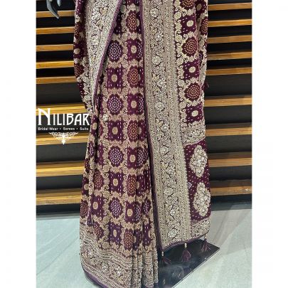 Purple Wine Georgette Traditional Saree