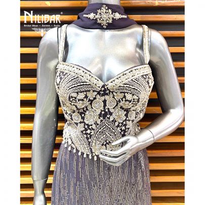 Grape Purple Net Crop Top With Palazzo