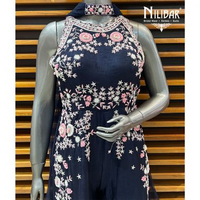 Midnight Blue Silk Jumpsuit