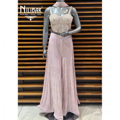 Lilac Net Crop With Palazzo