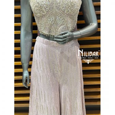 Lilac Net Crop With Palazzo
