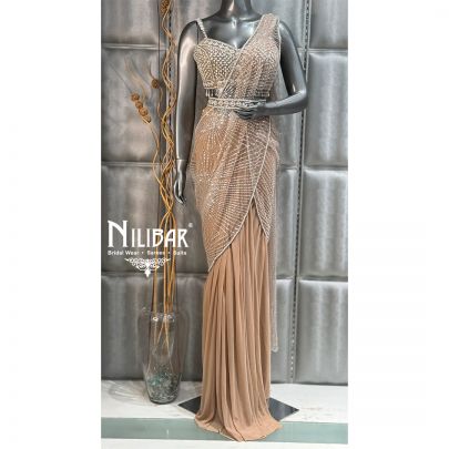 Sand Draped Stitched Lycra Saree
